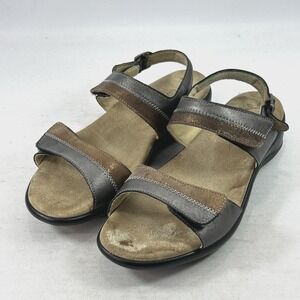 SAS Nudu Sandals Women's 8.5W Bronze Silver Leather Orthotic Tripad Comfort Shoe